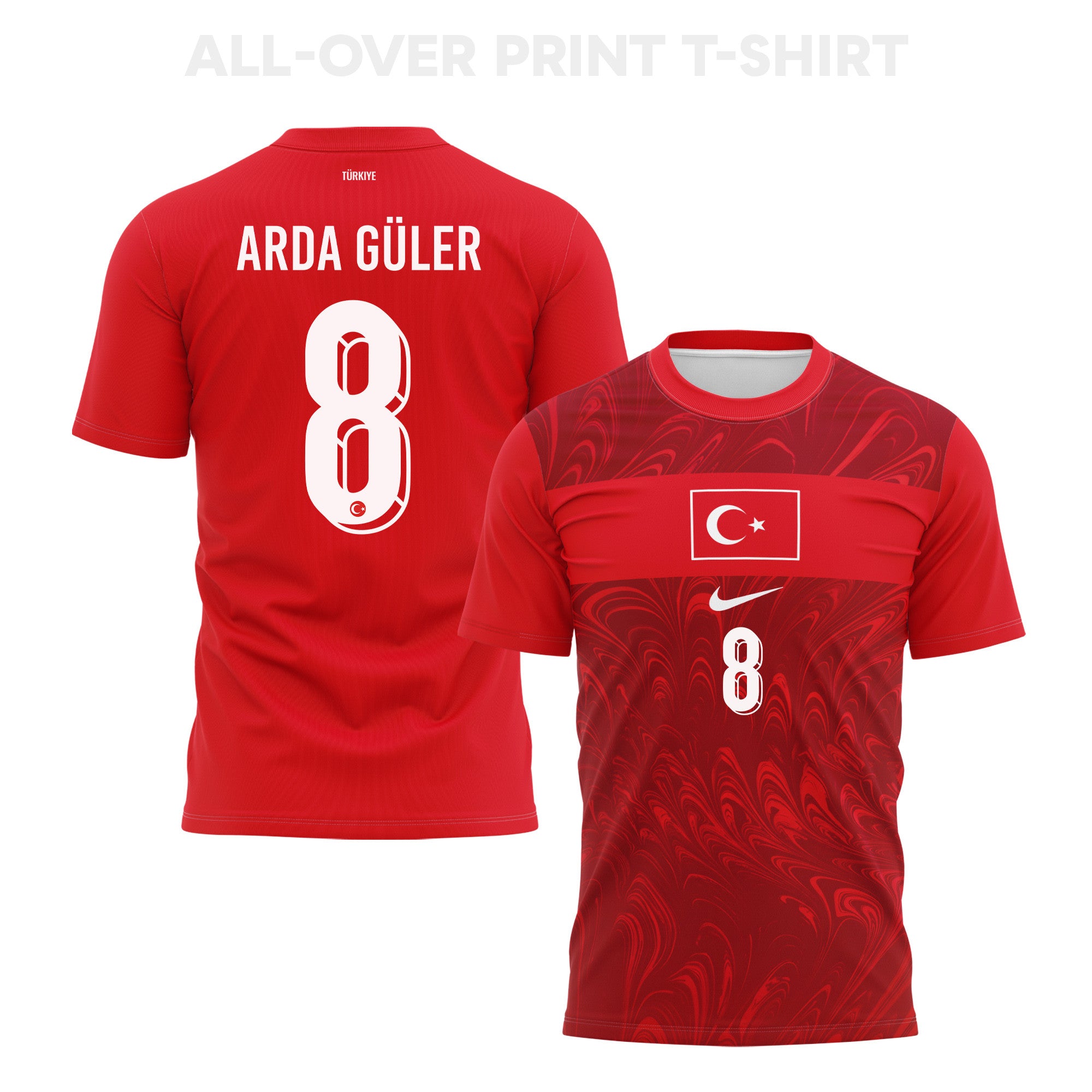 Arda Guler 8 Turkey 2026 Home 3D T-Shirt Fully Printed – Unisex, Red