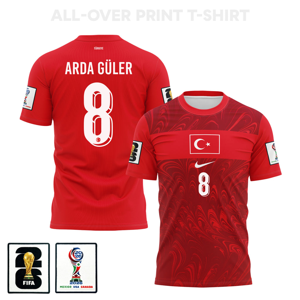 Arda Guler 8 Turkey 2026 Home 3D T-Shirt Fully Printed – Unisex, Red