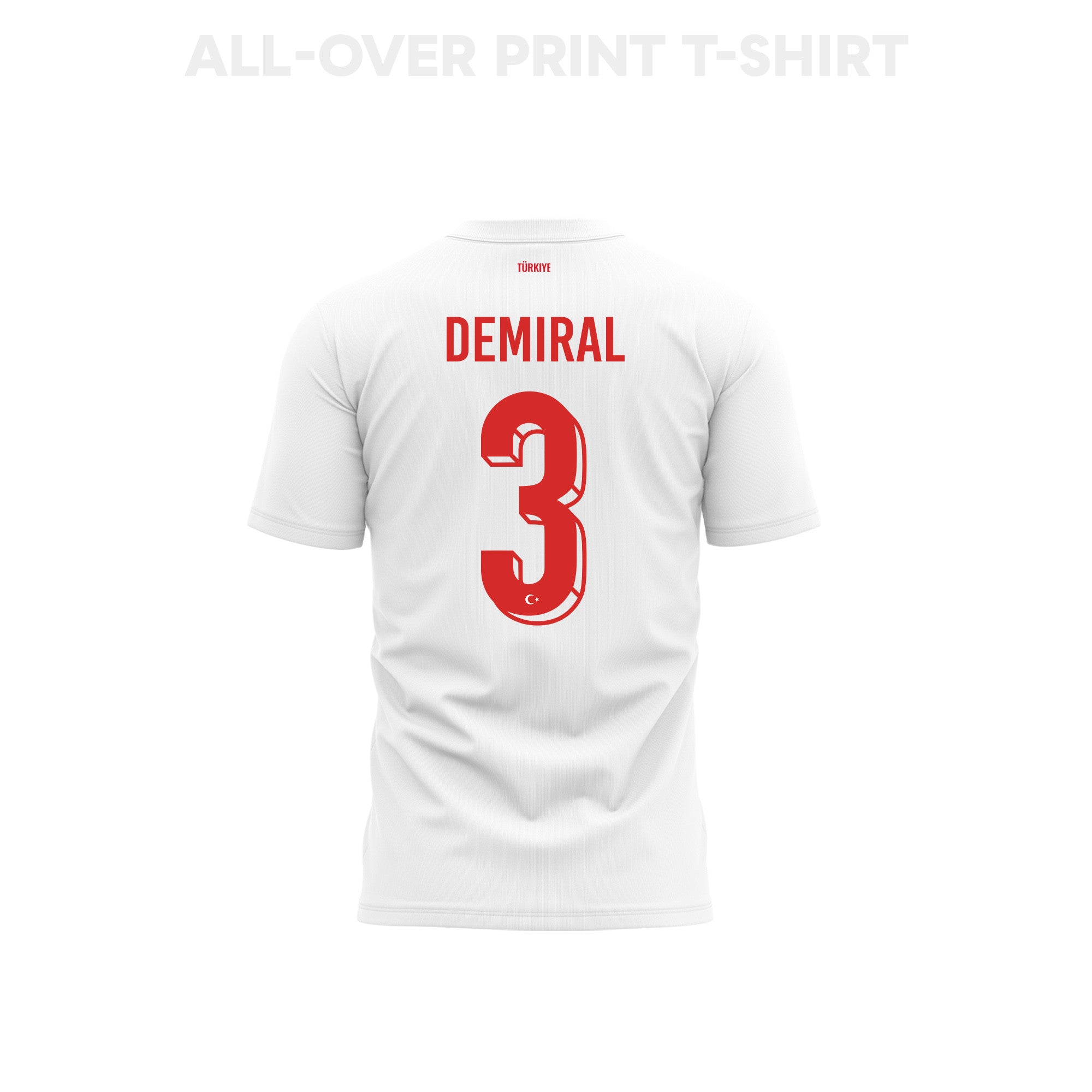Merih Demiral 3 Youth Turkey 2026 Away 3D T-shirt Fully Printed – White