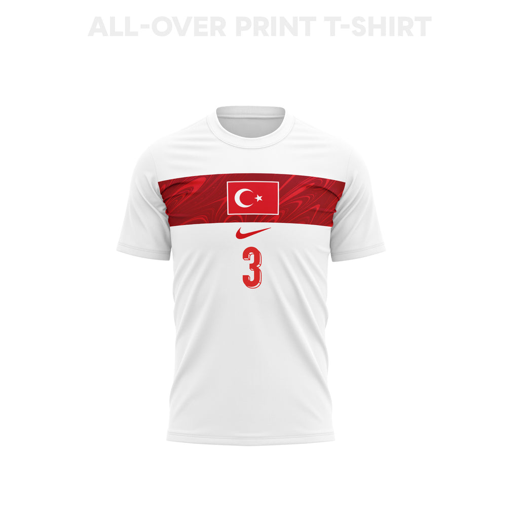 Merih Demiral 3 Youth Turkey 2026 Away 3D T-shirt Fully Printed – White