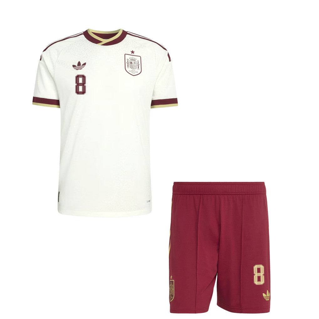 Fabián Ruiz 8 Spain 2026 YOUTH Away Jersey & Shorts Set - White And Red