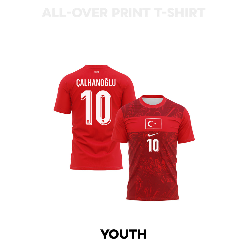 Hakan Çalhanoğlu 10 Youth Turkey 2026 Home 3D T-shirt Fully Printed – Red