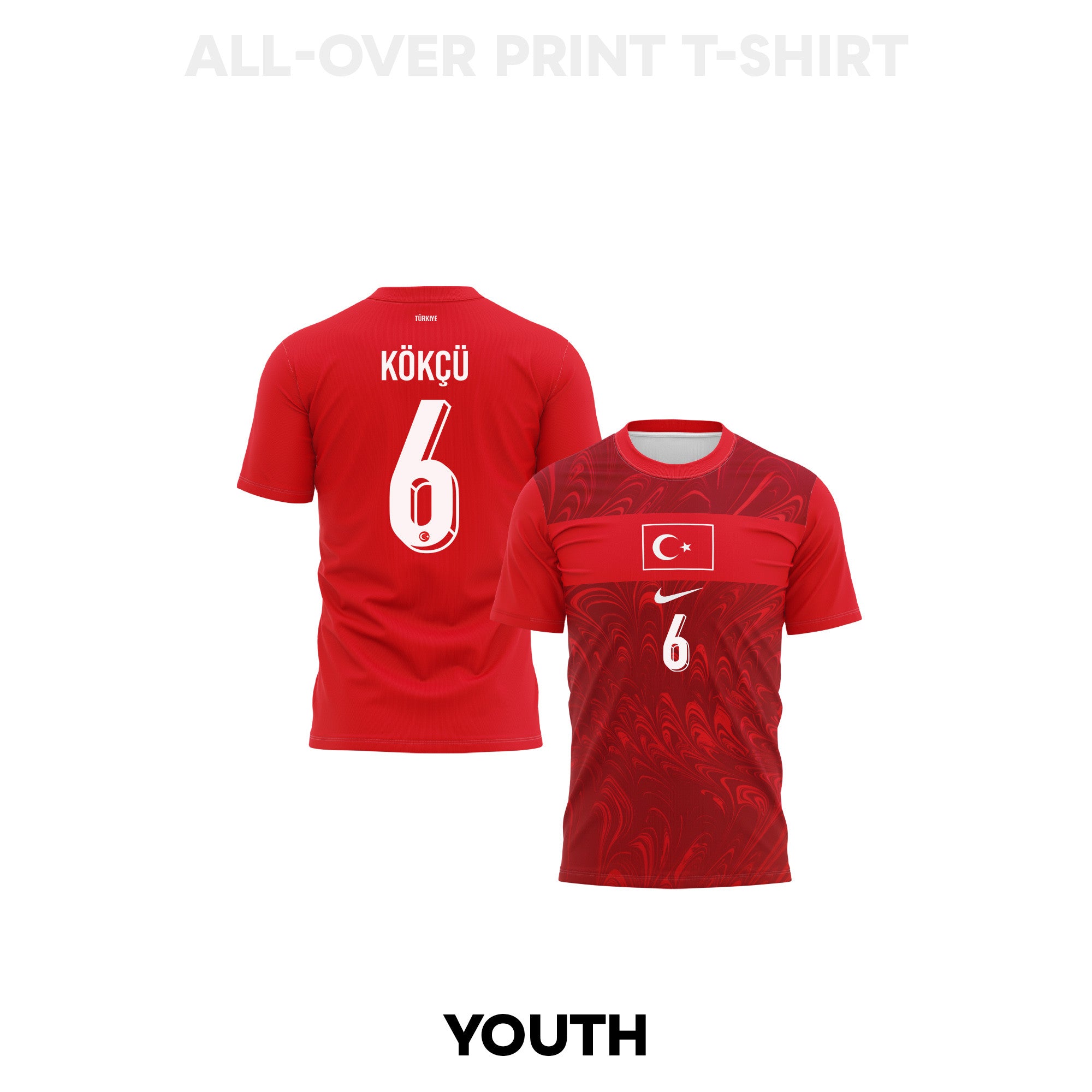 Orkun Kokcu 6 Youth Turkey 2026 Home 3D T-shirt Fully Printed – Red