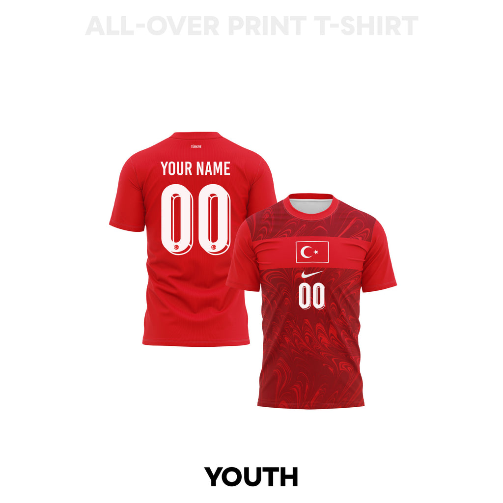 Turkey 2026 Youth Home 3D T-shirt Fully Printed – Personalized – Red