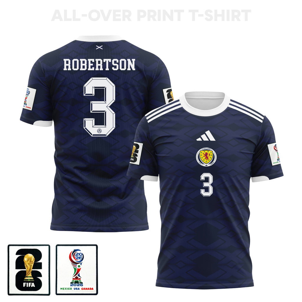 Andrew Robertson 3 Scotland 2026 Home 3D T-Shirt Fully Printed – Unisex, Navy