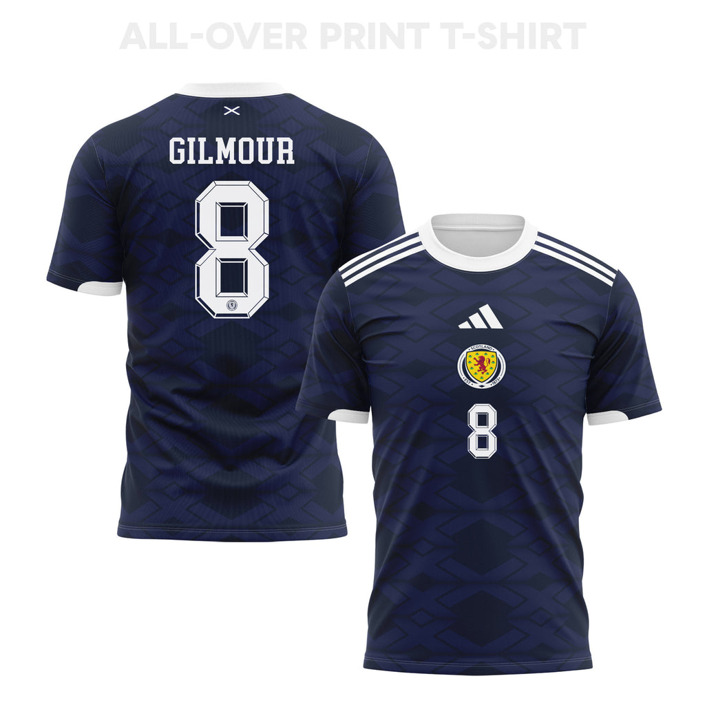 Billy Gilmour 8 Scotland 2026 Home 3D T-Shirt Fully Printed – Unisex, Navy