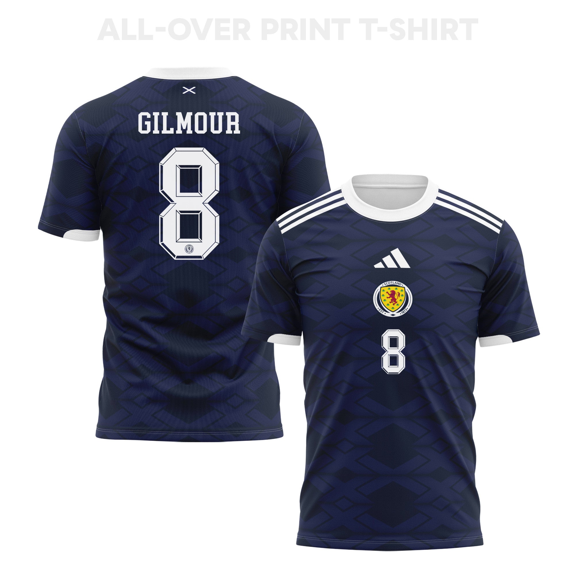 Billy Gilmour 8 Scotland 2026 Home 3D T-Shirt Fully Printed – Unisex, Navy