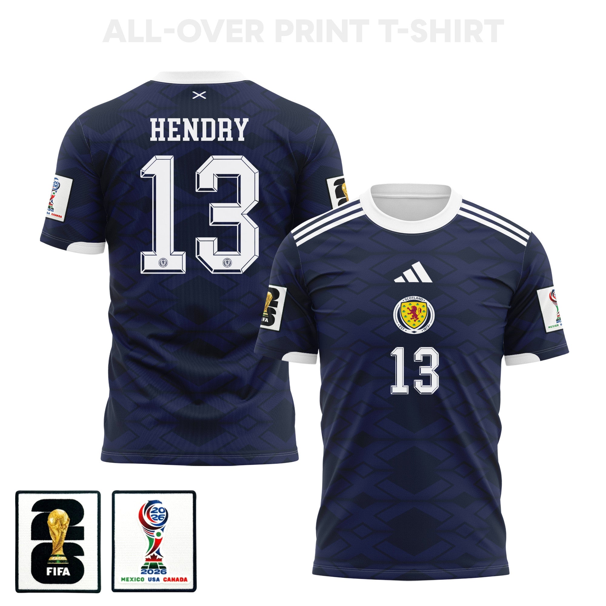 Jack Hendry 13 Scotland 2026 Home 3D T-Shirt Fully Printed – Unisex, Navy