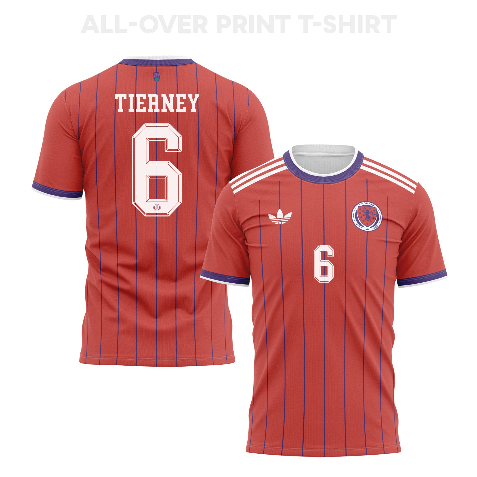 Kieran Tierney 6 Scotland 2026 Away 3D T-Shirt Fully Printed – Unisex, Red