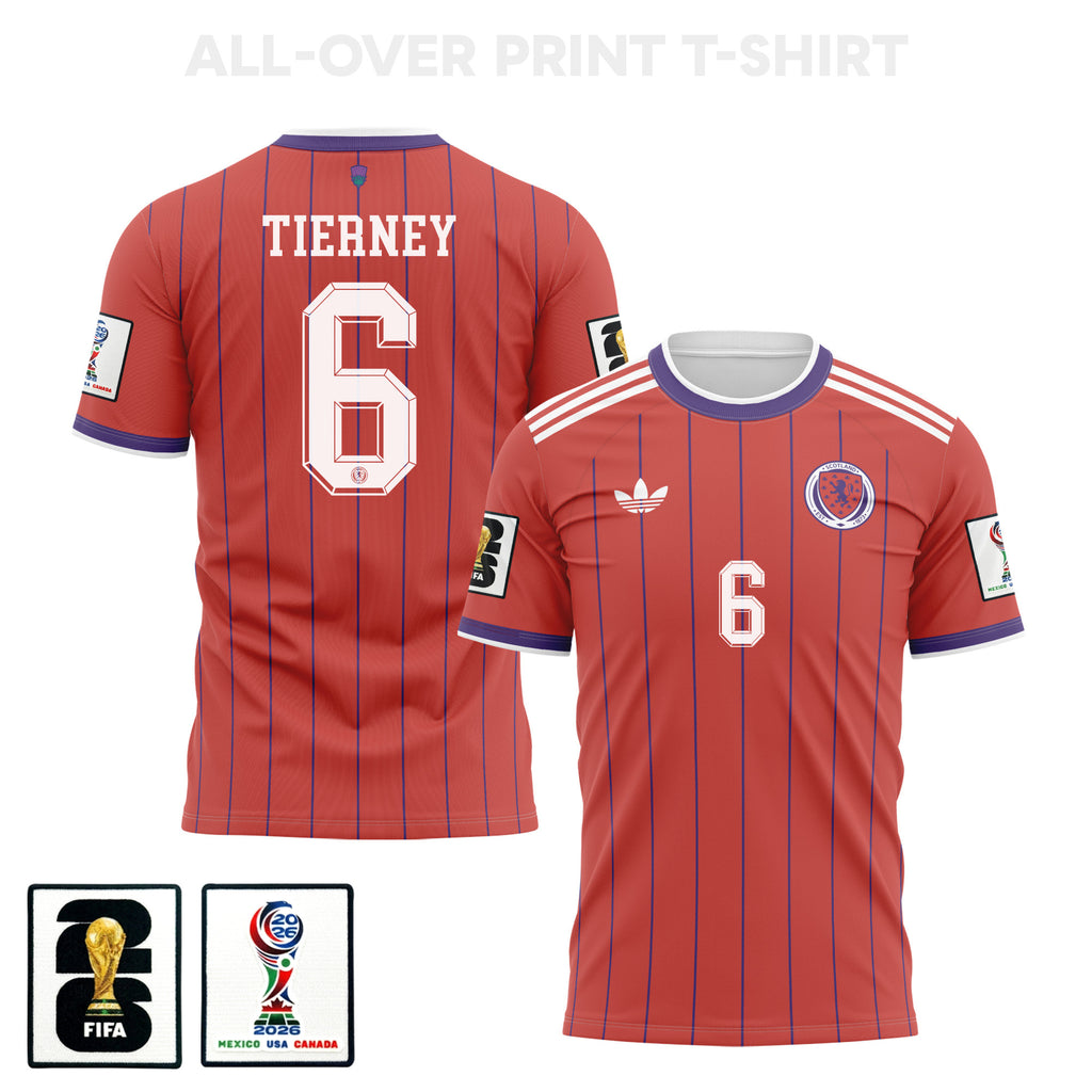 Kieran Tierney 6 Scotland 2026 Away 3D T-Shirt Fully Printed – Unisex, Red