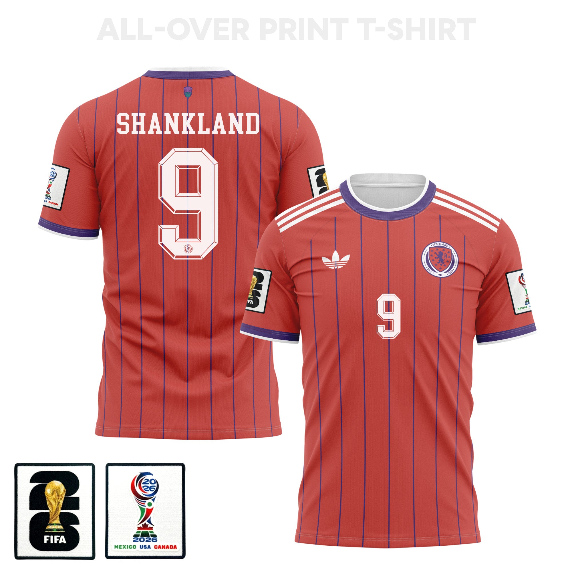 Lawrence Shankland 9 Scotland 2026 Away 3D T-Shirt Fully Printed – Unisex, Red