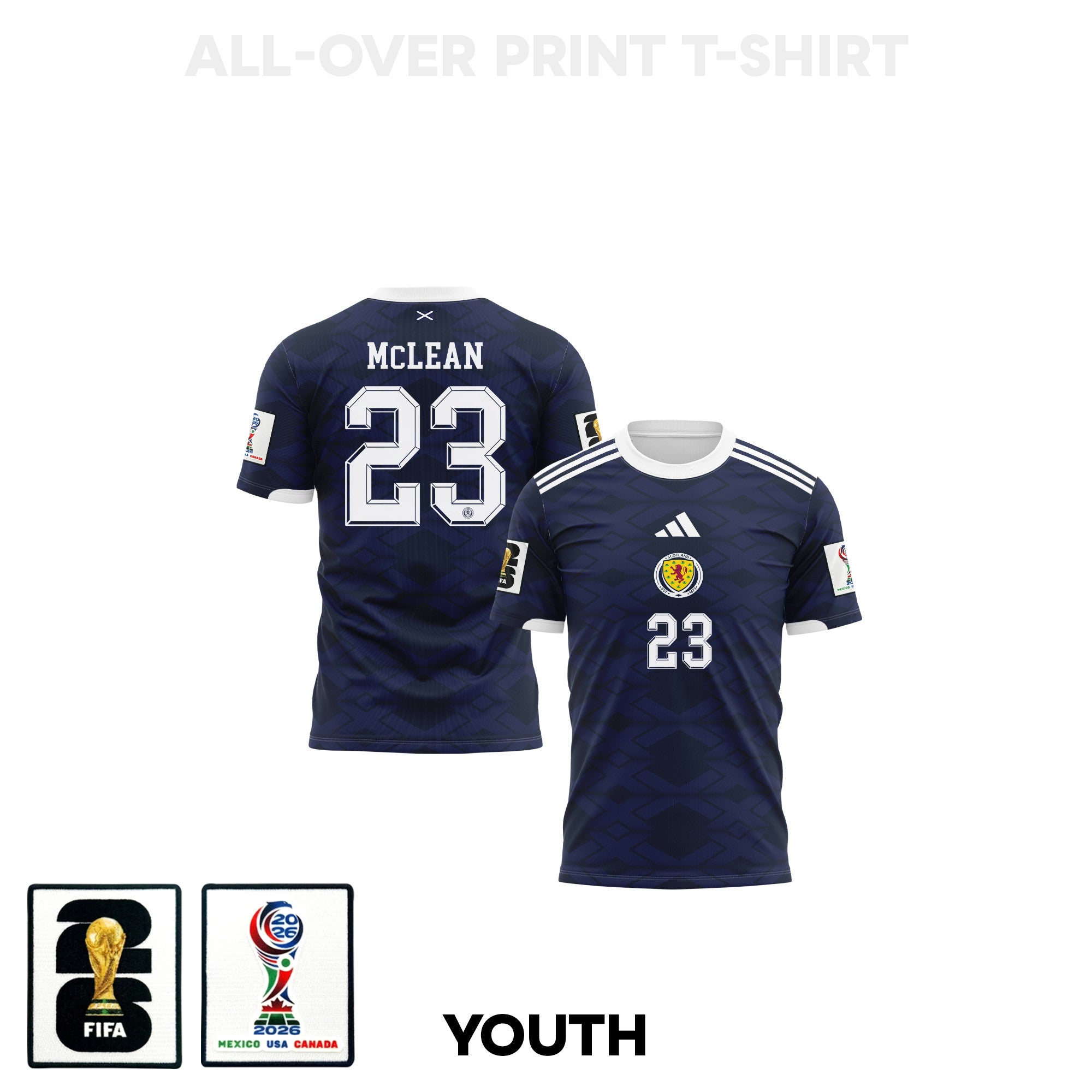 Kenny McLean 23 Scotland 2026 Youth Home 3D T-shirt Fully Printed – Navy