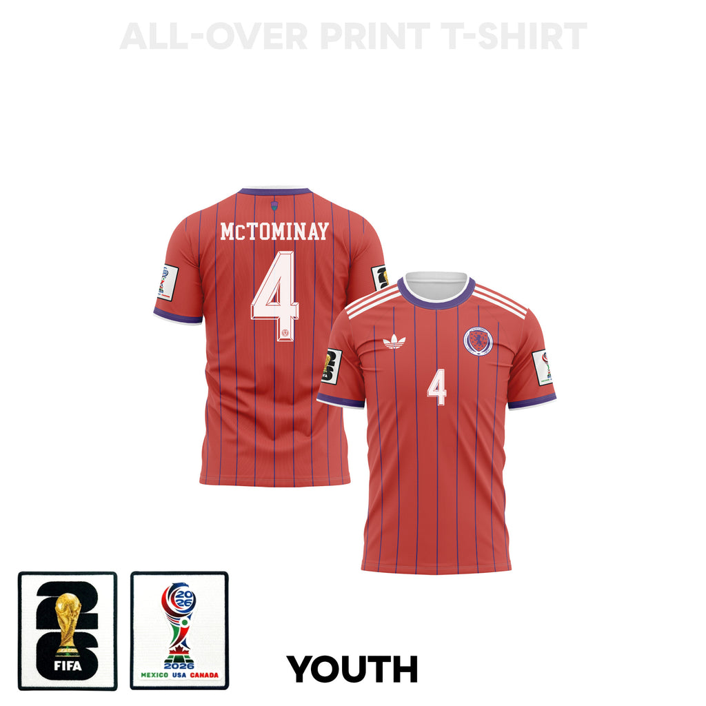 Scott McTominay 4 Scotland 2026 Youth Away 3D T-shirt Fully Printed – Red