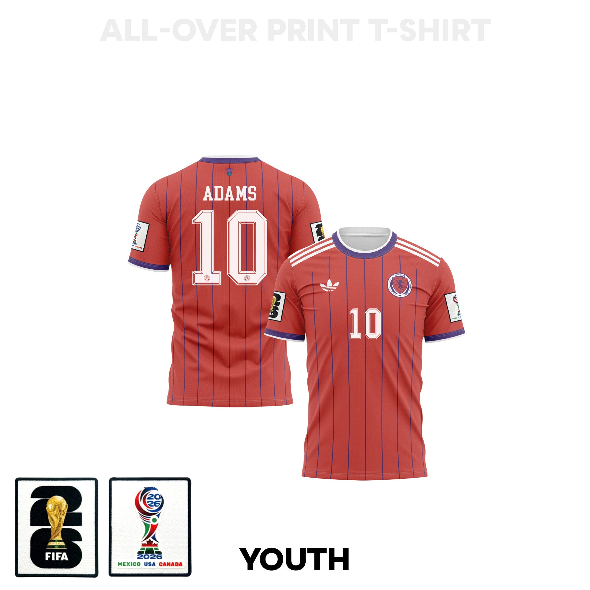 Che Adams 10 Scotland 2026 Youth Away 3D T-shirt Fully Printed – Red