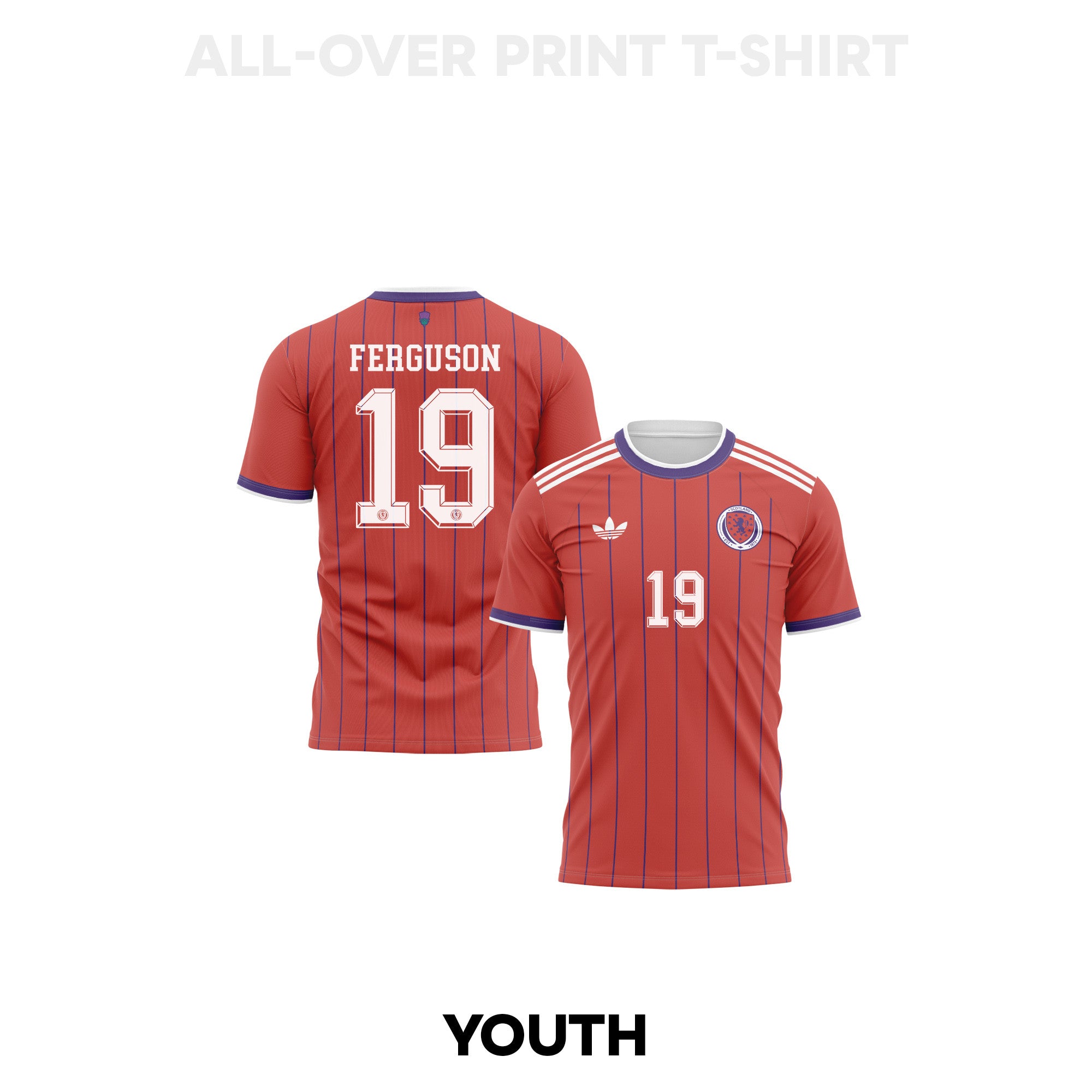 Lewis Ferguson 19 Scotland 2026 Youth Away 3D T-shirt Fully Printed – Red