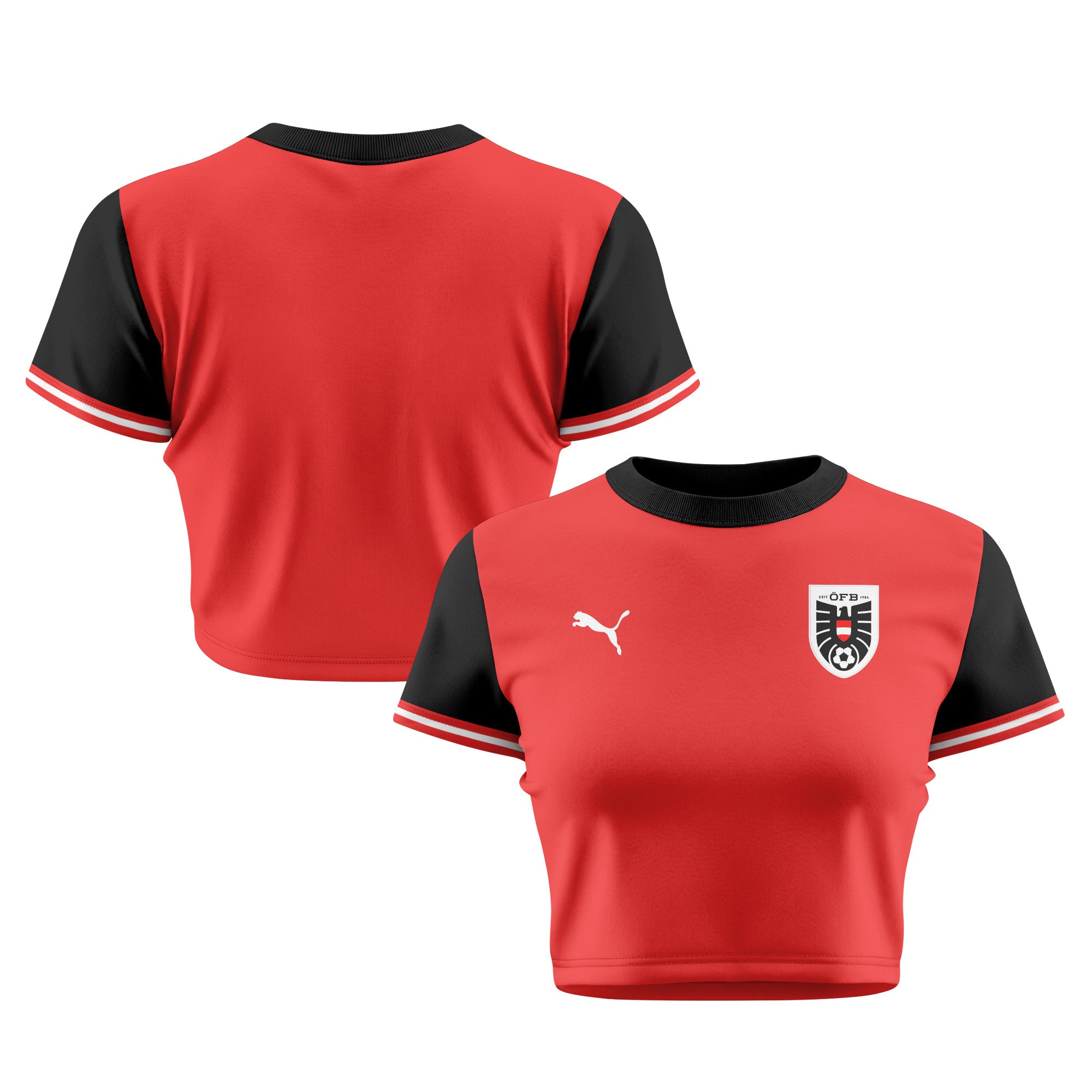 Austria 2026 Women's Home All-Over Print Cropped Jersey - Red
