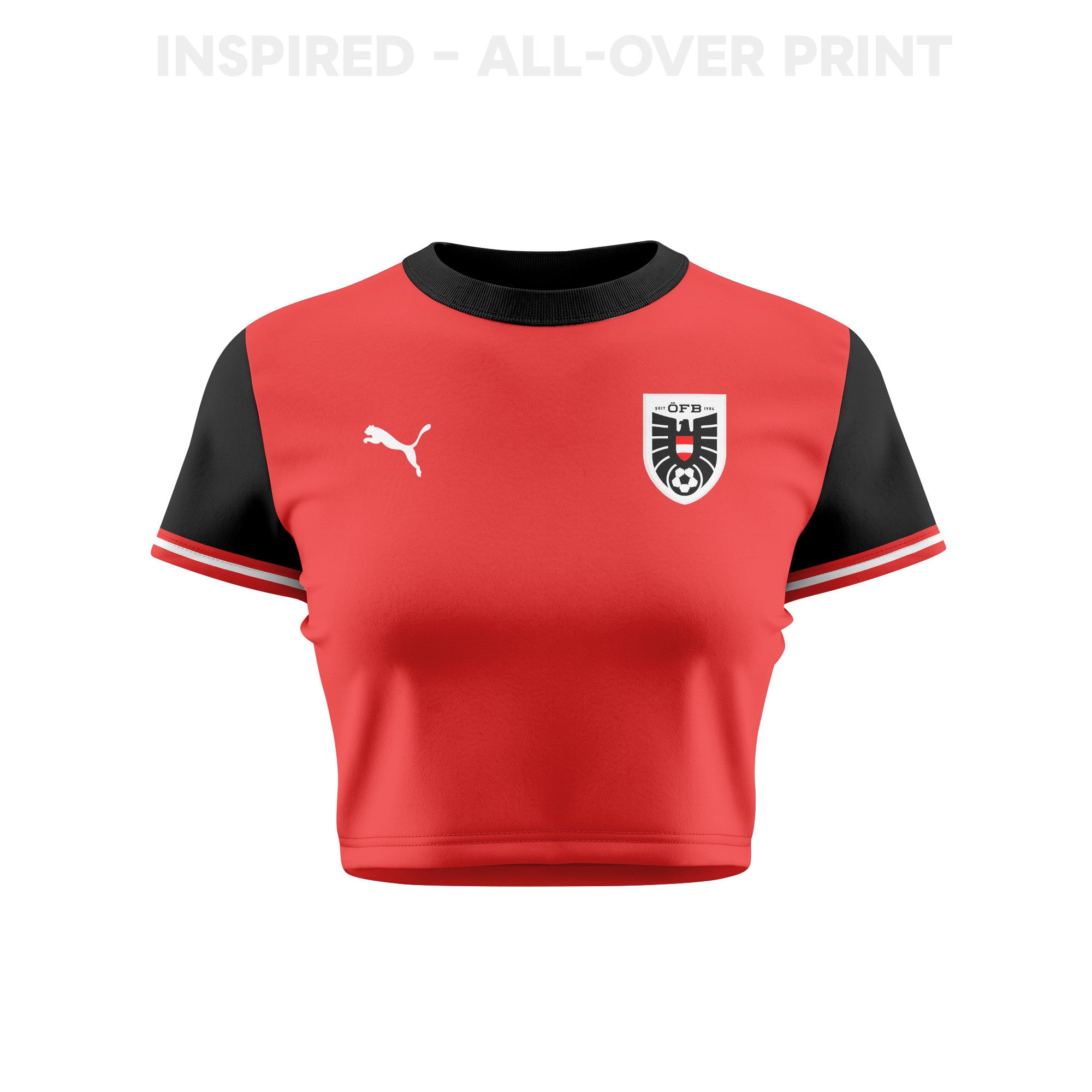 Austria 2026 Women's Home All-Over Print Cropped Jersey - Red