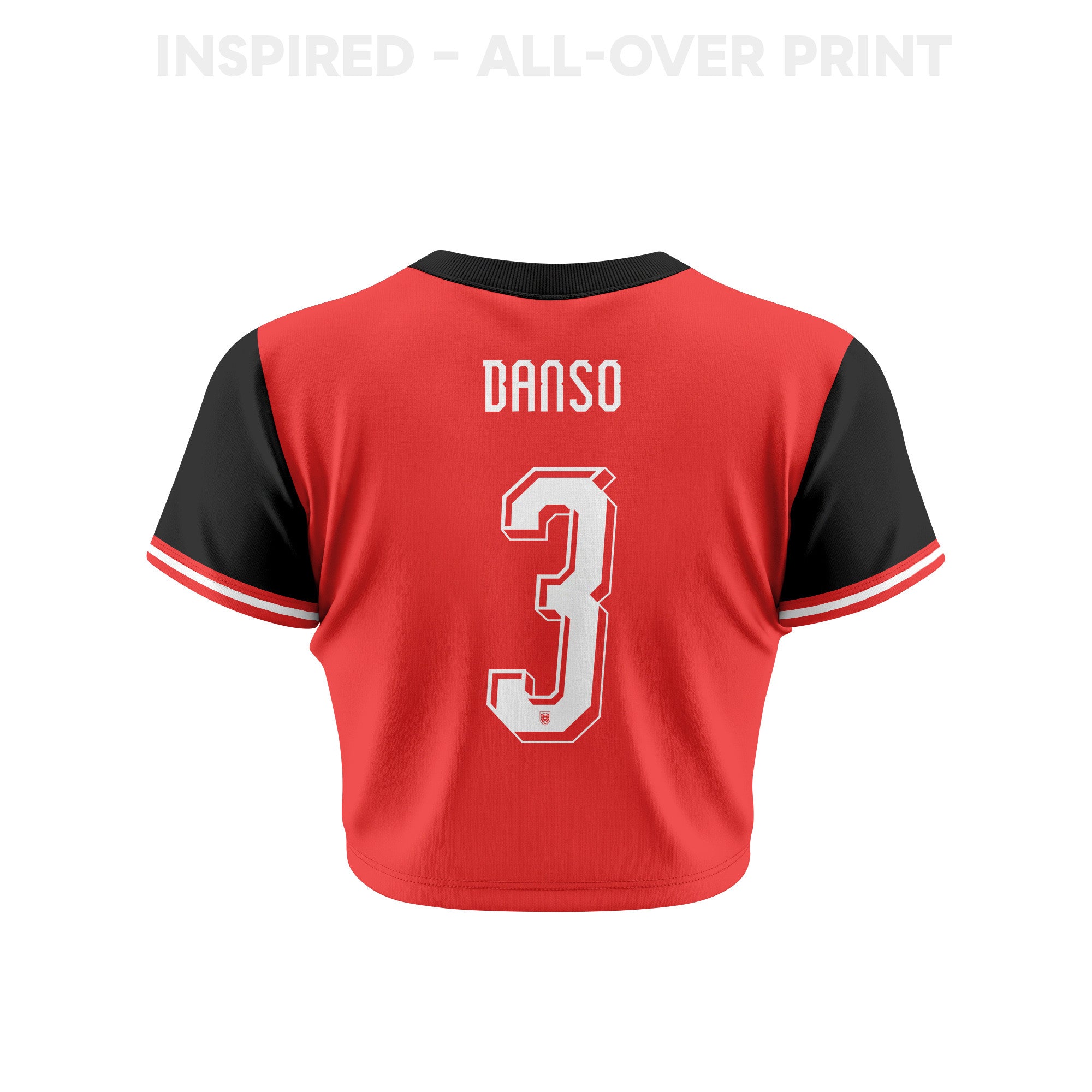 Kevin Danso 3 Austria 2026 Women's Home All-Over Print Cropped Jersey - Red