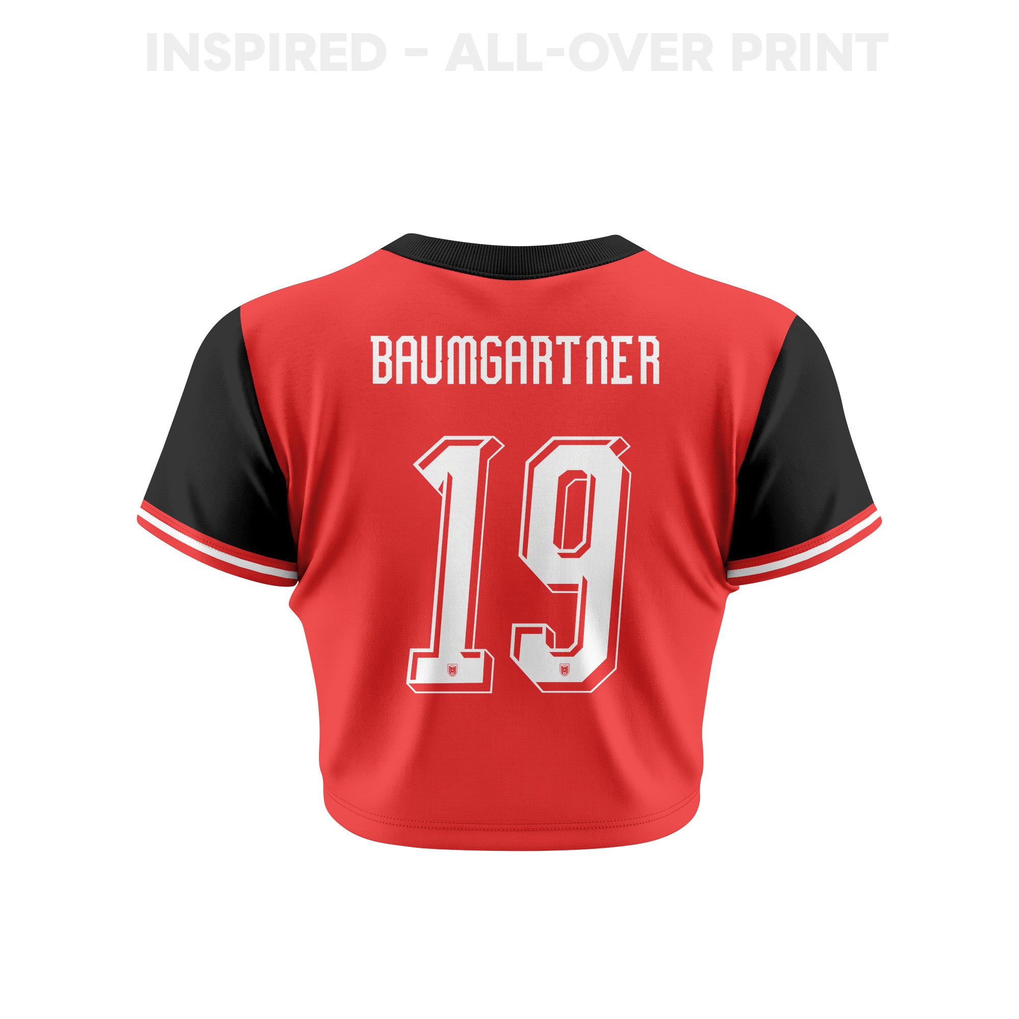 Christoph Baumgartner 19 Austria 2026 Women's Home All-Over Print Cropped Jersey - Red