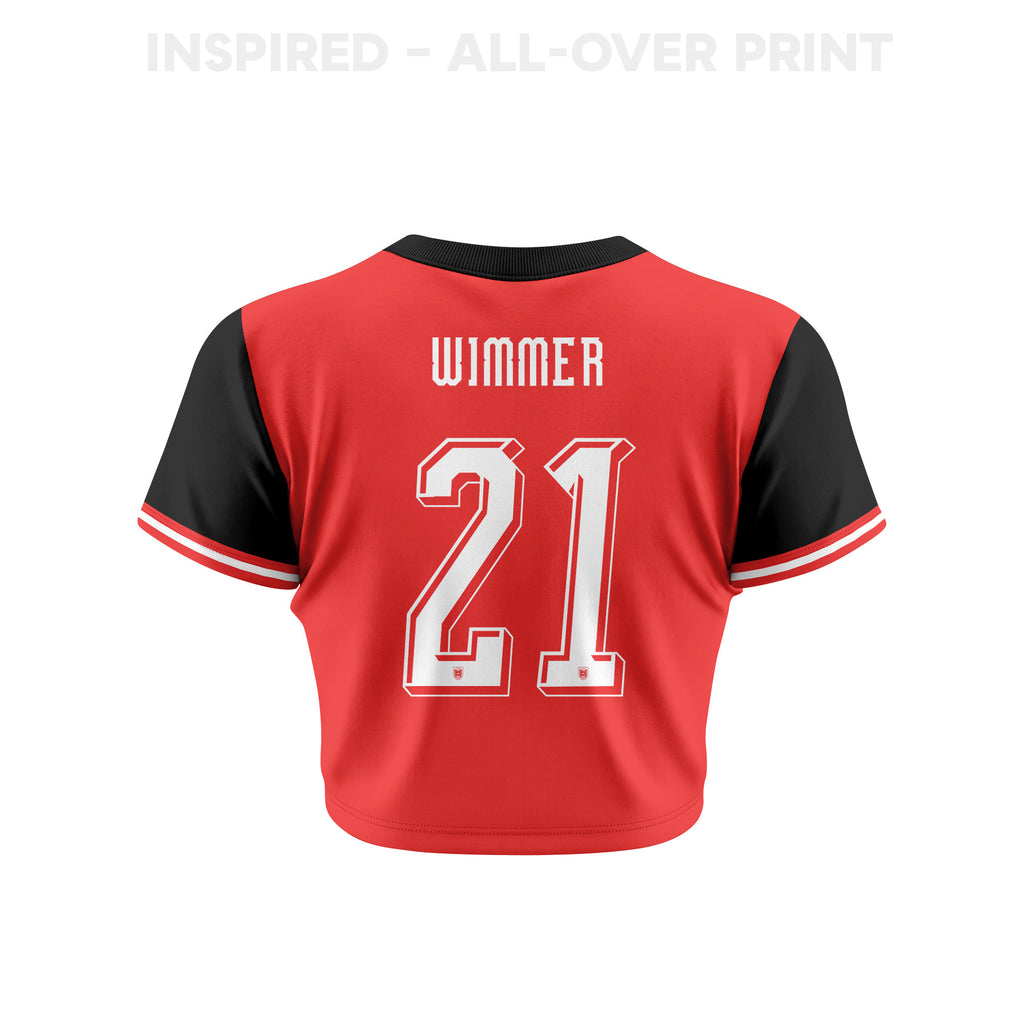 Patrick Wimmer 21 Austria 2026 Women's Home All-Over Print Cropped Jersey - Red