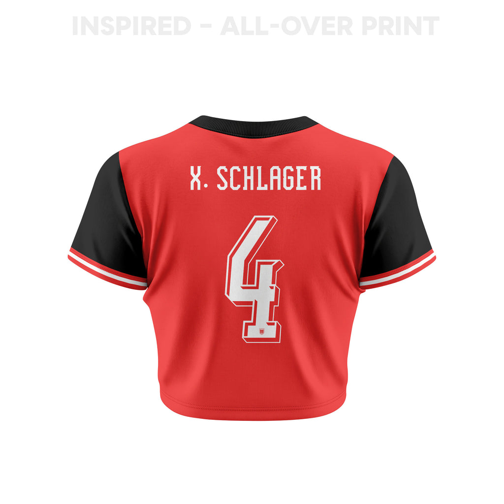 Xaver  Schlager 4 Austria 2026 Women's Home All-Over Print Cropped Jersey - Red