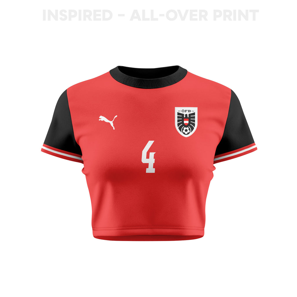 Xaver  Schlager 4 Austria 2026 Women's Home All-Over Print Cropped Jersey - Red
