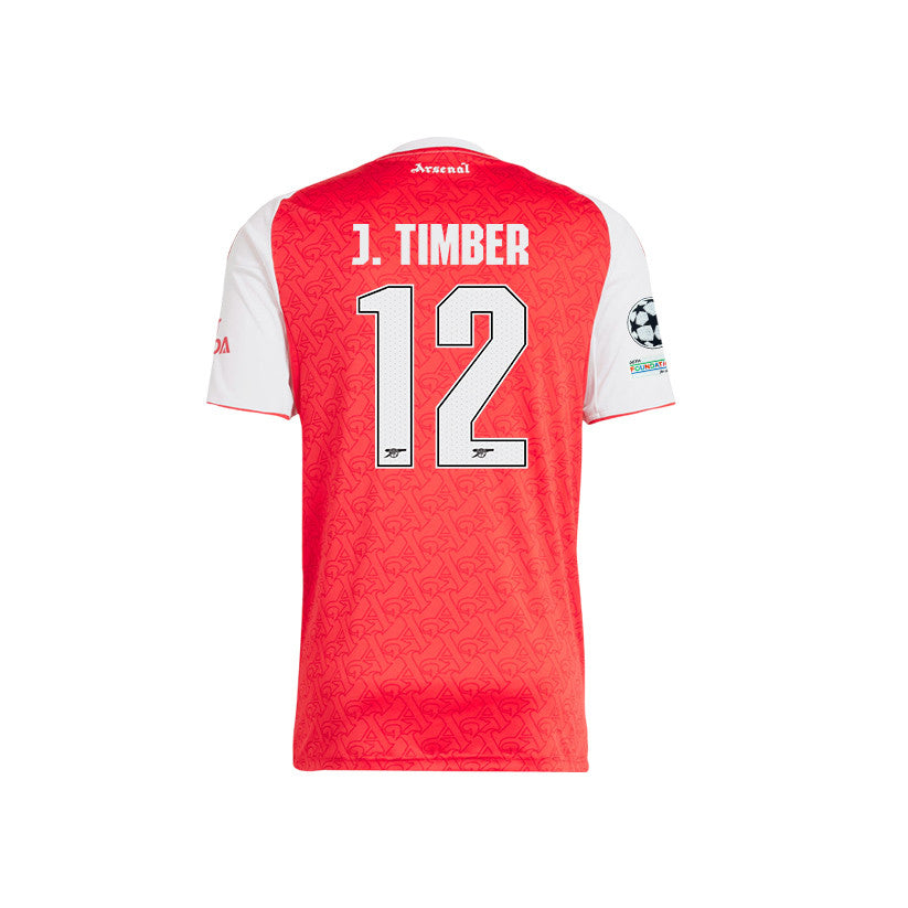 Jurriën Timber 12 Arsenal 25/26 Home Jersey – Final Match Details Edition, Red/White