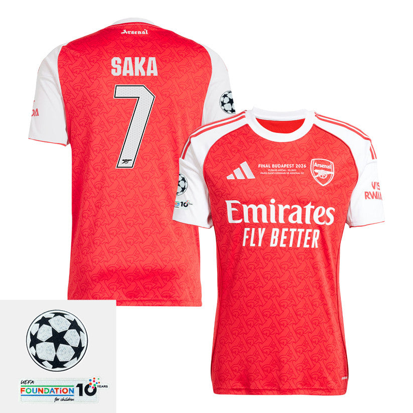 Bukayo Saka 7 Arsenal 25/26 Home Jersey – Final Match Details Edition, Red/White