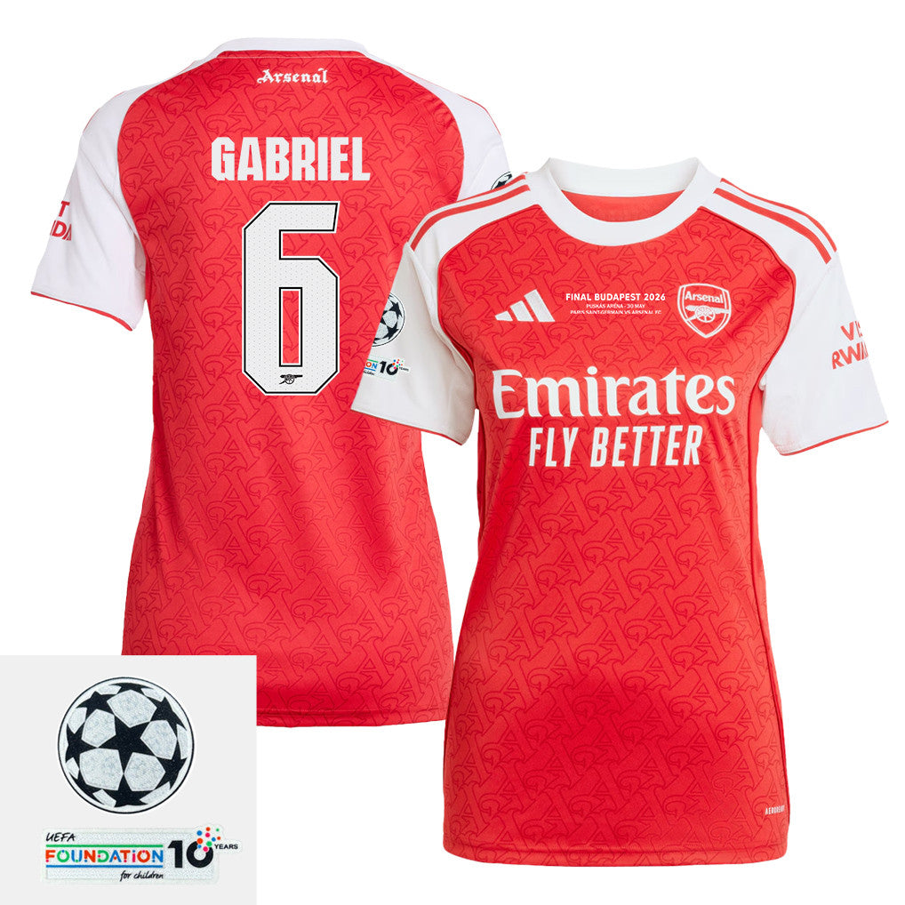 Gabriel Magalhães 6 Arsenal 25/26 Final Match Details Edition Home Jersey - Women, Red