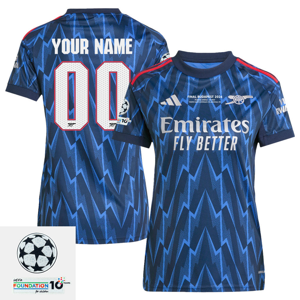 Arsenal 25/26 Final Match Details Edition Custom Name Away Jersey - Women, Navy