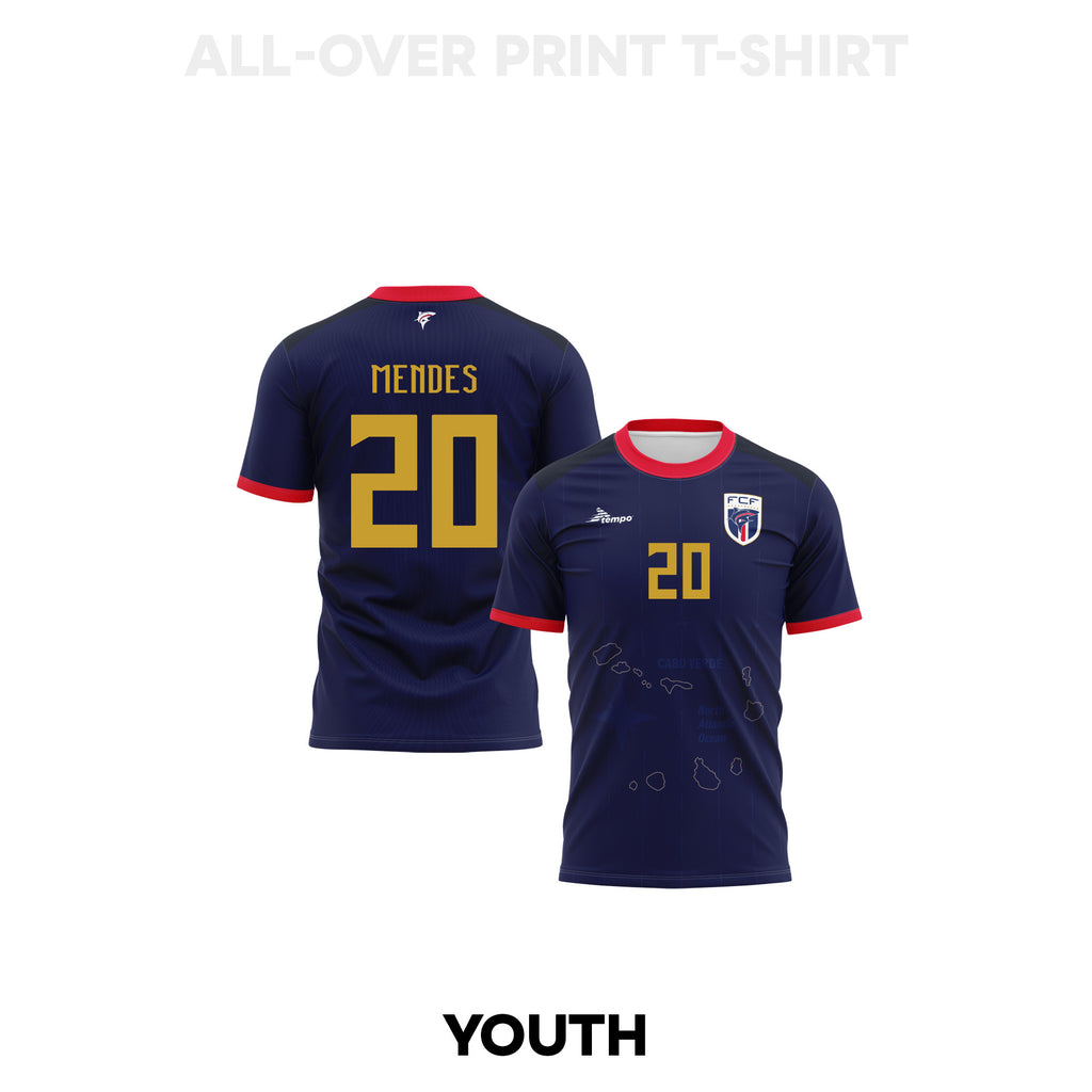 Ryan Mendes 20 Cape Verde 2026 Youth Home 3D T-shirt Fully Printed – Navy