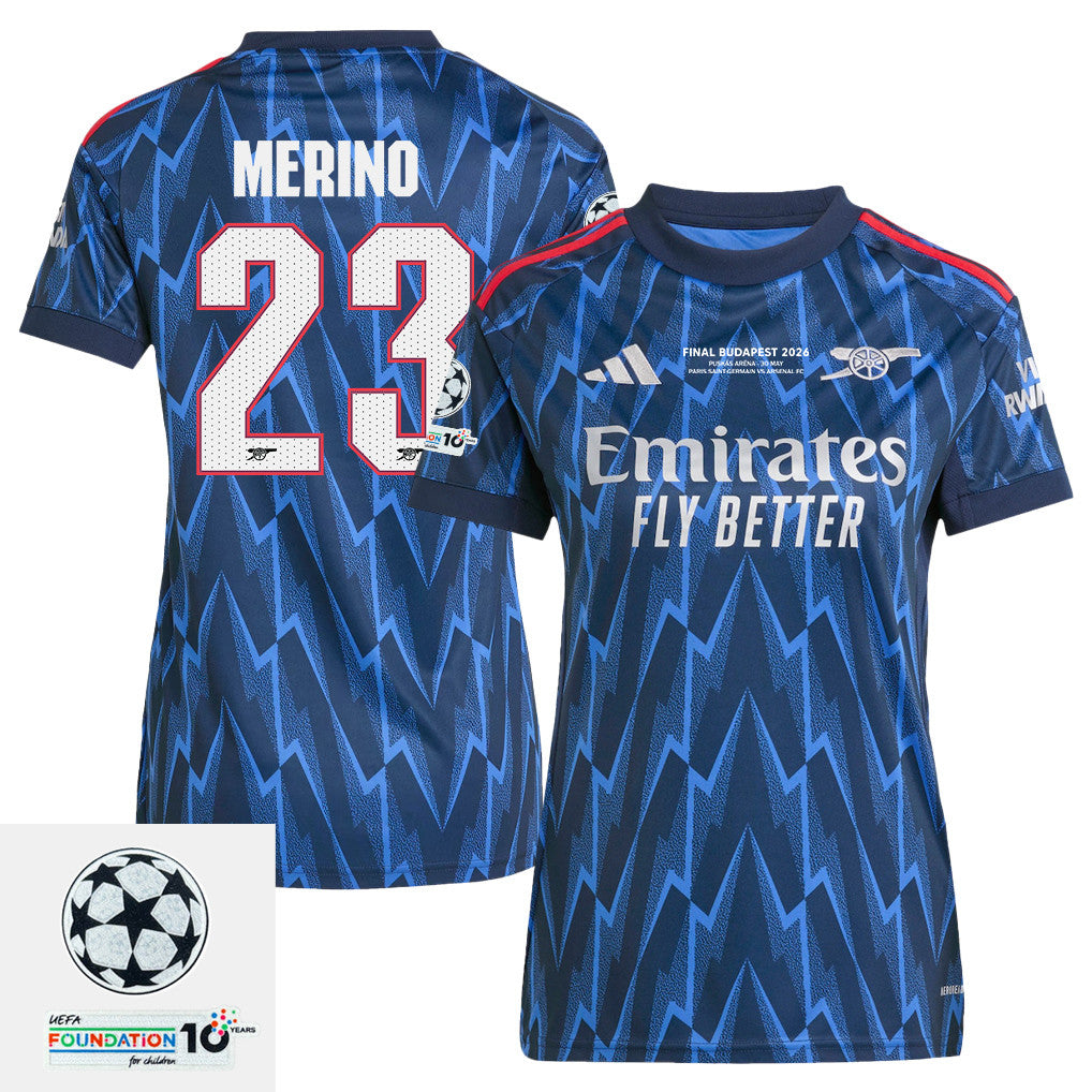 Mikel Merino 23 Arsenal 25/26 Final Match Details Edition Away Jersey - Women, Navy