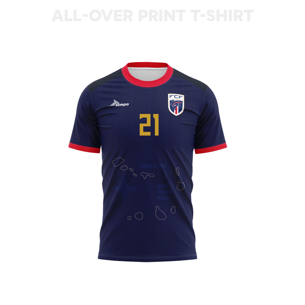 Bebé 21 Cape Verde 2026 Youth Home 3D T-shirt Fully Printed – Navy