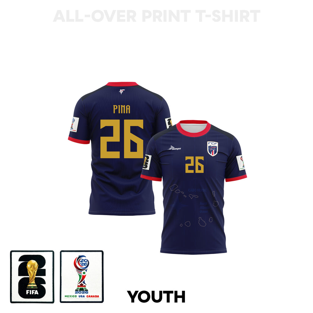 Kevin Pina 26 Cape Verde 2026 Youth Home 3D T-shirt Fully Printed – Navy