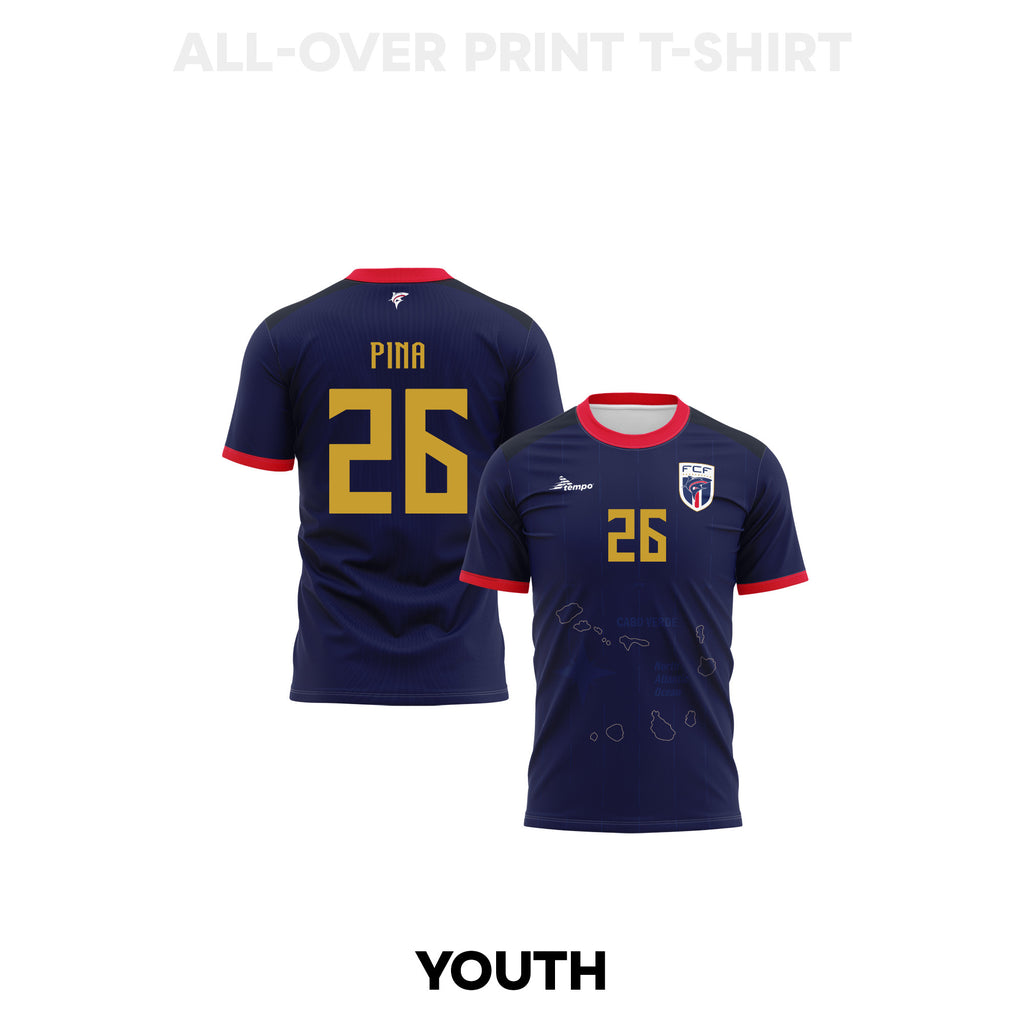 Kevin Pina 26 Cape Verde 2026 Youth Home 3D T-shirt Fully Printed – Navy