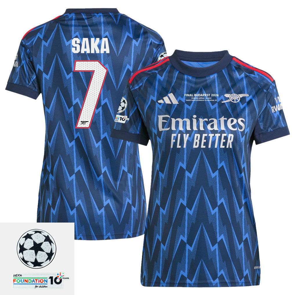 Bukayo Saka 7 Arsenal 25/26 Final Match Details Edition Away Jersey - Women, Navy