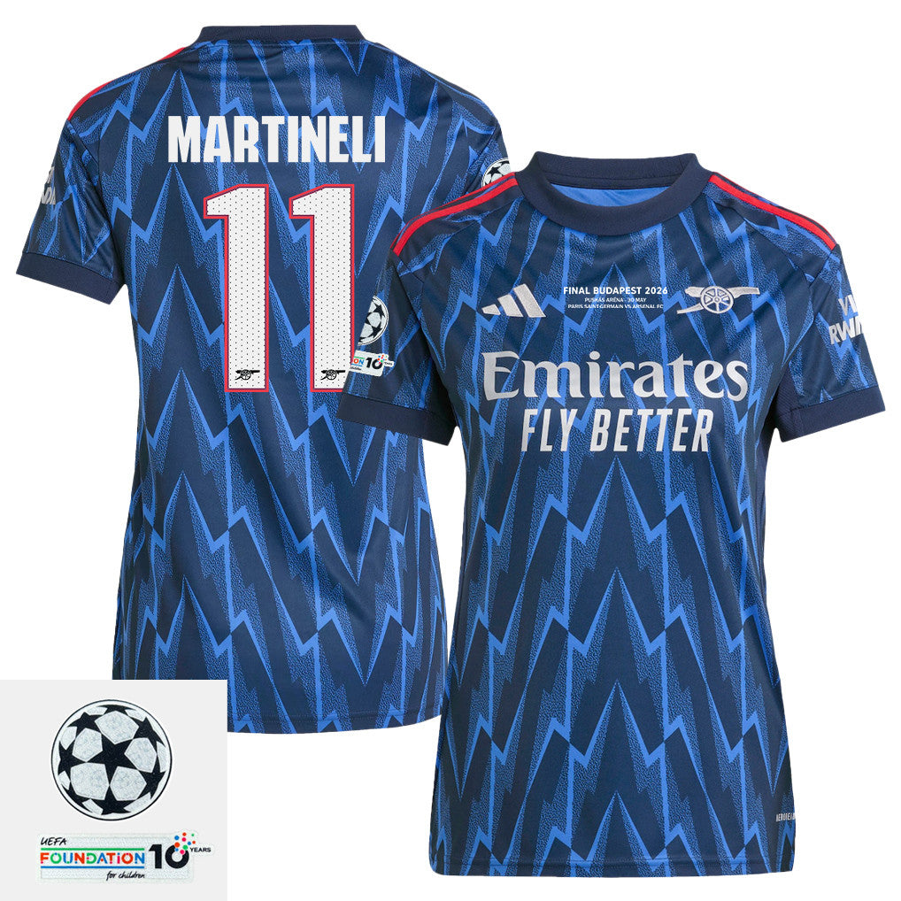 Gabriel Martinelli 11 Arsenal 25/26 Final Match Details Edition Away Jersey - Women, Navy