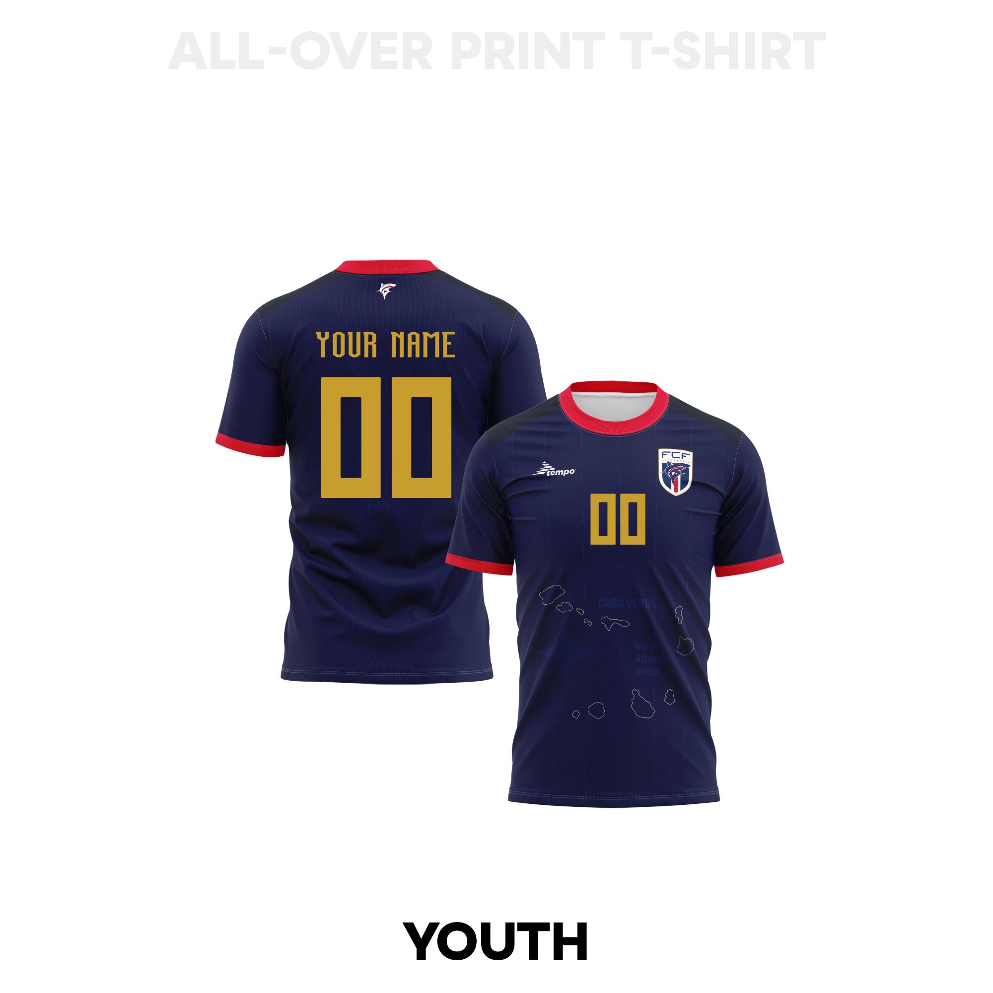 Cape Verde 2026 Personalized Youth Home 3D T-shirt Fully Printed – Navy