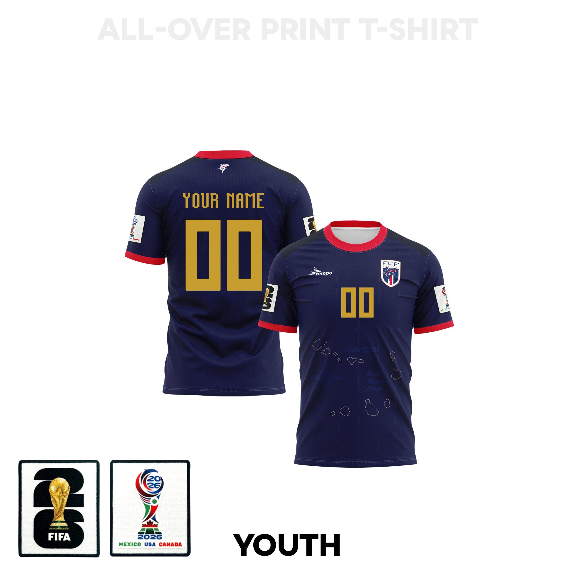 Cape Verde 2026 Personalized Youth Home 3D T-shirt Fully Printed – Navy