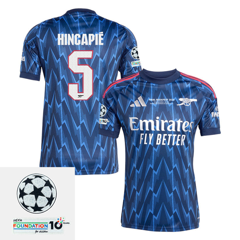 Piero Hincapié 5 Arsenal 25/26 Away Jersey – Final Match Details Edition, Navy
