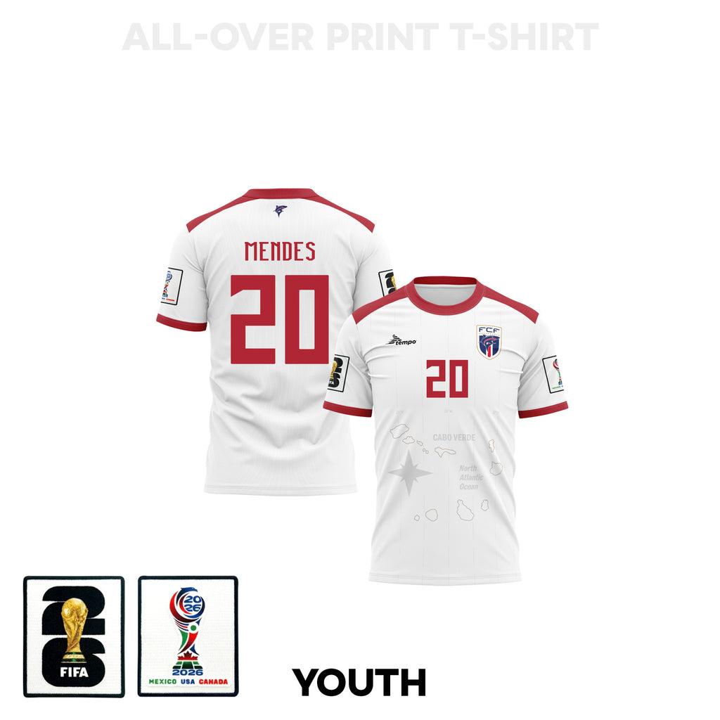 Ryan Mendes 20 Cape Verde 2026 Youth Away 3D T-shirt Fully Printed – White