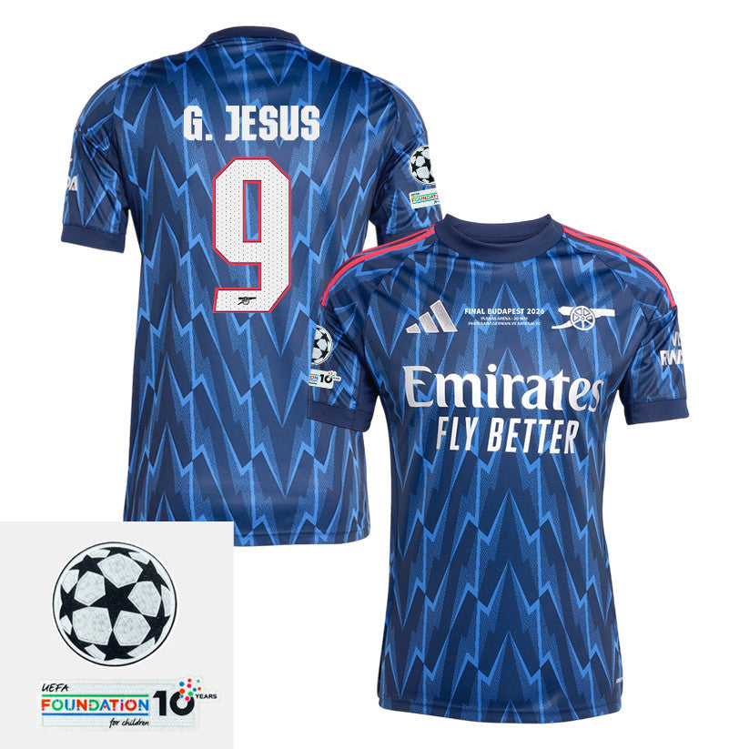 Gabriel Jesus 9 Arsenal 25/26 Away Jersey – Final Match Details Edition, Navy