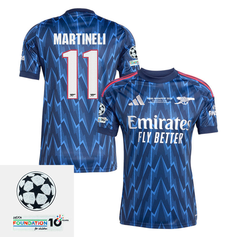 Gabriel Martinelli 11 Arsenal 25/26 Away Jersey – Final Match Details Edition, Navy