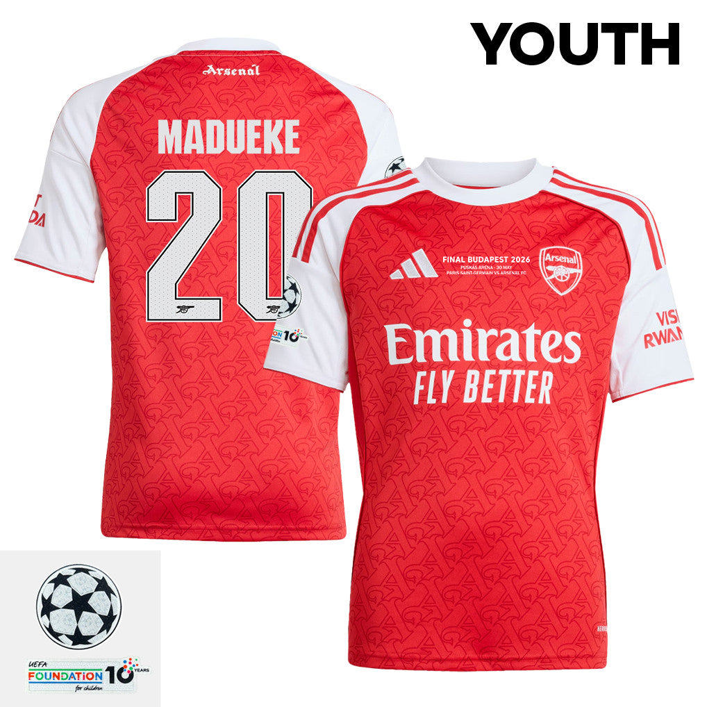 Noni Madueke 20 Arsenal 2025/26 Final Match Detail Home Jersey – YOUTH, Red