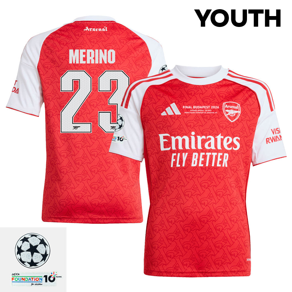 Mikel Merino 23 Arsenal 2025/26 Final Match Detail Home Jersey – YOUTH, Red