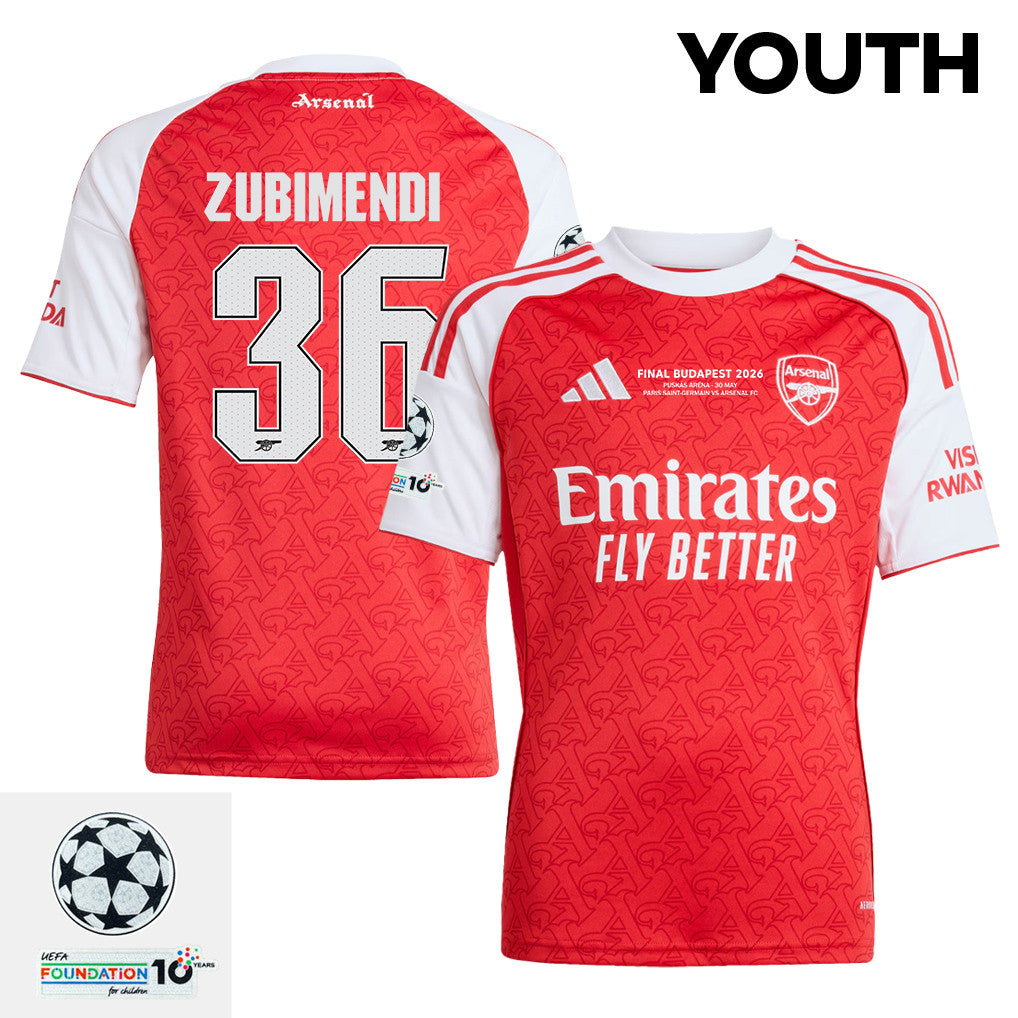 Martin Zubimendi 36 Arsenal 2025/26 Final Match Detail Home Jersey – YOUTH, Red