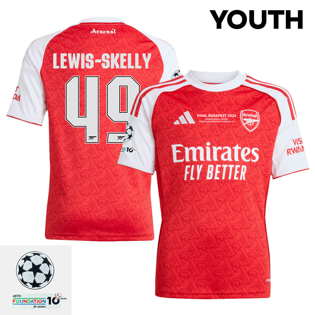 Myles Lewis-Skelly 49 Arsenal 2025/26 Final Match Detail Home Jersey – YOUTH, Red