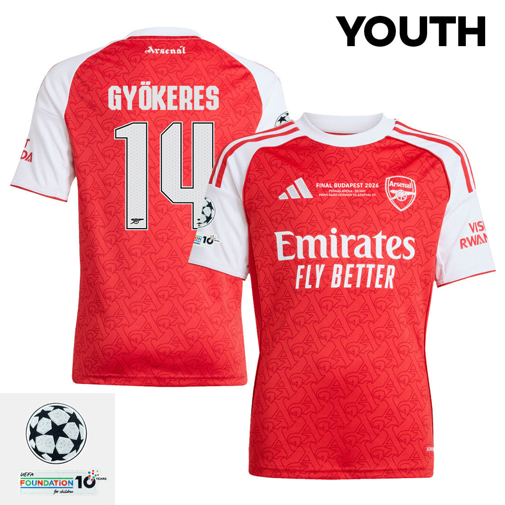 Viktor Gyökeres 14 Arsenal 2025/26 Final Match Detail Home Jersey – YOUTH, Red