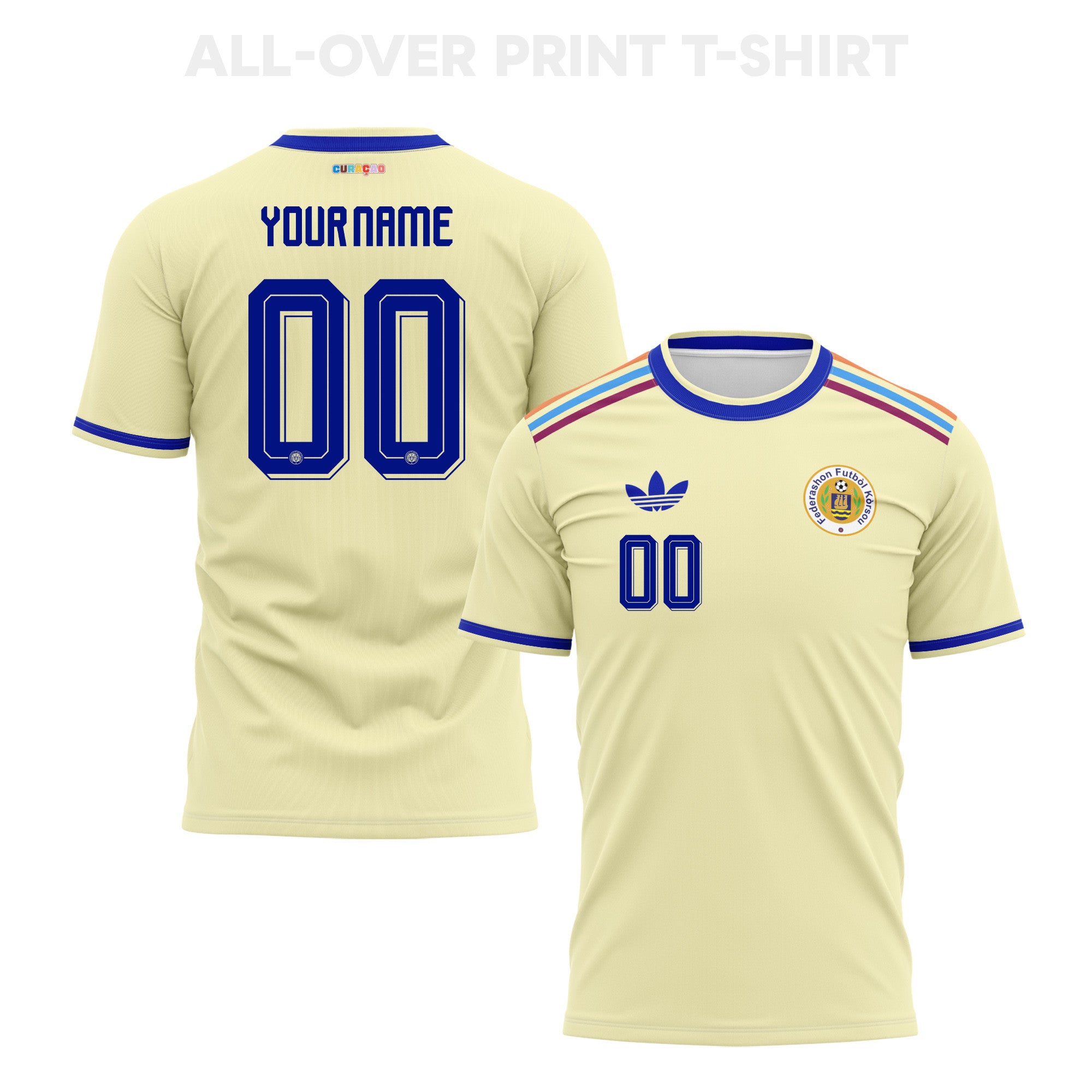 Curaçao 2026 Personalized Away 3D T-Shirt Fully Printed – Unisex, Light Yellow