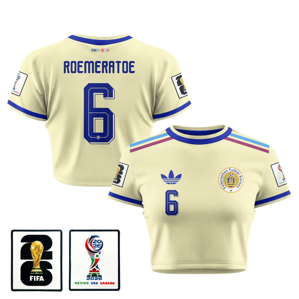 Godfried Roemeratoe 6 Curaçao 2026 Women's Away All-Over Print Cropped Jersey - Yellow
